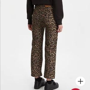Levi’s ribcage leopard print corduroy pants